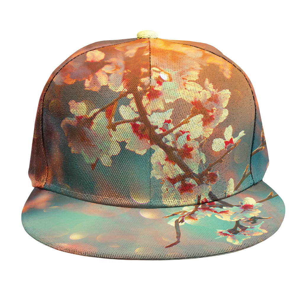 Sunrise Japanese Cherry Blossom Print Snapback Cap