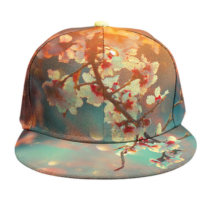 Sunrise Japanese Cherry Blossom Print Snapback Cap
