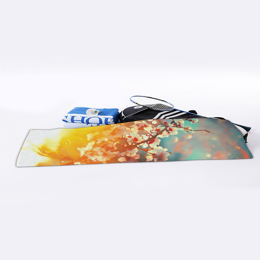 Sunrise Japanese Cherry Blossom Print Sports Towel