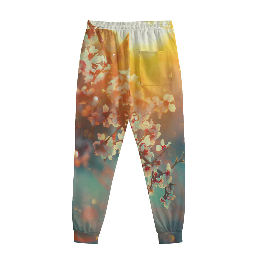 Sunrise Japanese Cherry Blossom Print Sweatpants