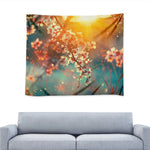 Sunrise Japanese Cherry Blossom Print Tapestry