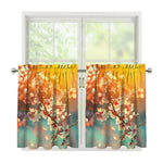 Sunrise Japanese Cherry Blossom Print Tier Curtains