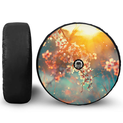 Sunrise Japanese Cherry Blossom Print Tire Cover With Camera Hole