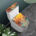 Sunrise Japanese Cherry Blossom Print Toilet Lid And Tank Cover Set