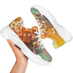 Sunrise Japanese Cherry Blossom Print White Chunky Shoes