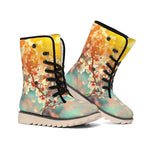 Sunrise Japanese Cherry Blossom Print Winter Boots