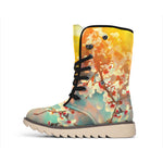 Sunrise Japanese Cherry Blossom Print Winter Boots