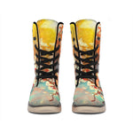 Sunrise Japanese Cherry Blossom Print Winter Boots
