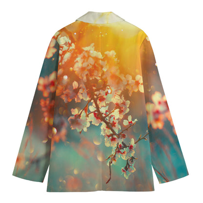 Sunrise Japanese Cherry Blossom Print Women's Blazer