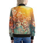 Sunrise Japanese Cherry Blossom Print Women's Bomber Jacket