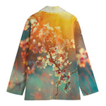Sunrise Japanese Cherry Blossom Print Women's Cotton Blazer