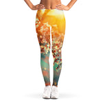 Sunrise Japanese Cherry Blossom Print Women's Leggings