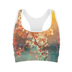 Sunrise Japanese Cherry Blossom Print Women's Sports Bra