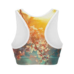 Sunrise Japanese Cherry Blossom Print Women's Sports Bra