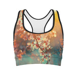 Sunrise Japanese Cherry Blossom Print Women's Sports Bra