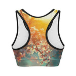 Sunrise Japanese Cherry Blossom Print Women's Sports Bra