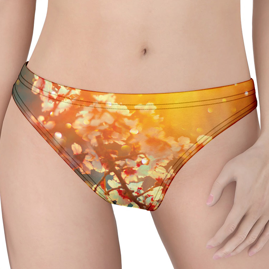 Sunrise Japanese Cherry Blossom Print Women's Thong