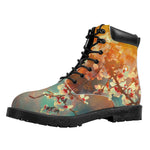 Sunrise Japanese Cherry Blossom Print Work Boots