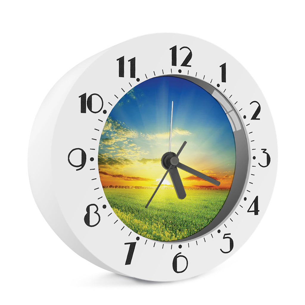 Sunrise Meadow Print Alarm Clock