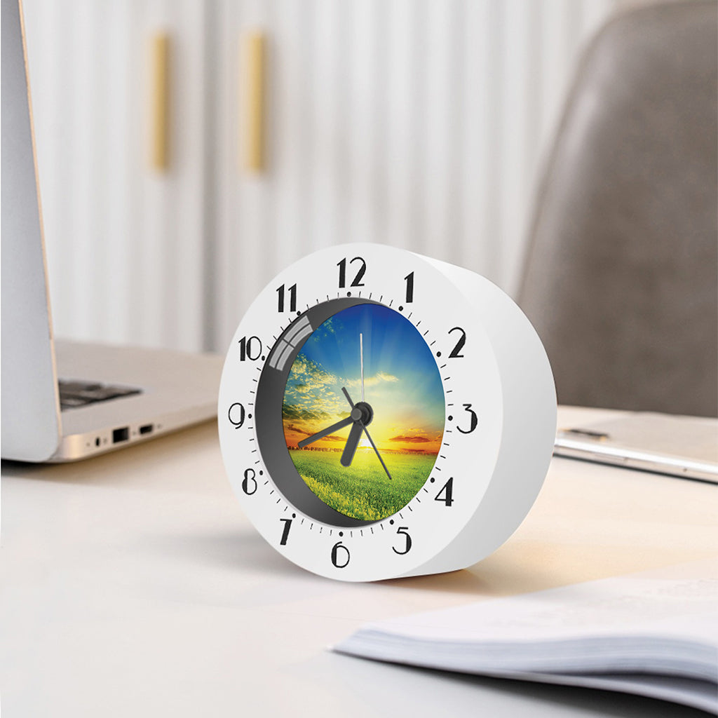 Sunrise Meadow Print Alarm Clock