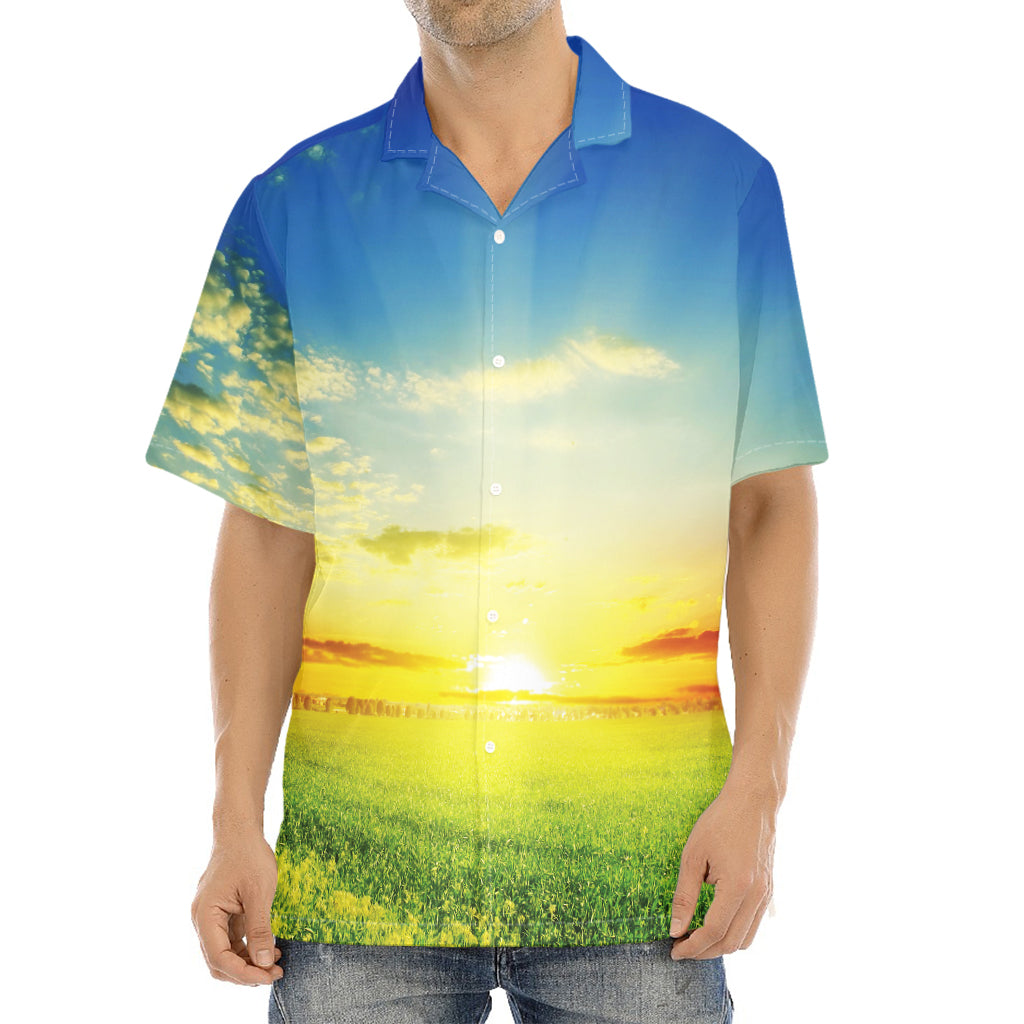 Sunrise Meadow Print Aloha Shirt