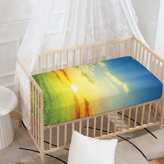 Sunrise Meadow Print Baby Crib Sheet