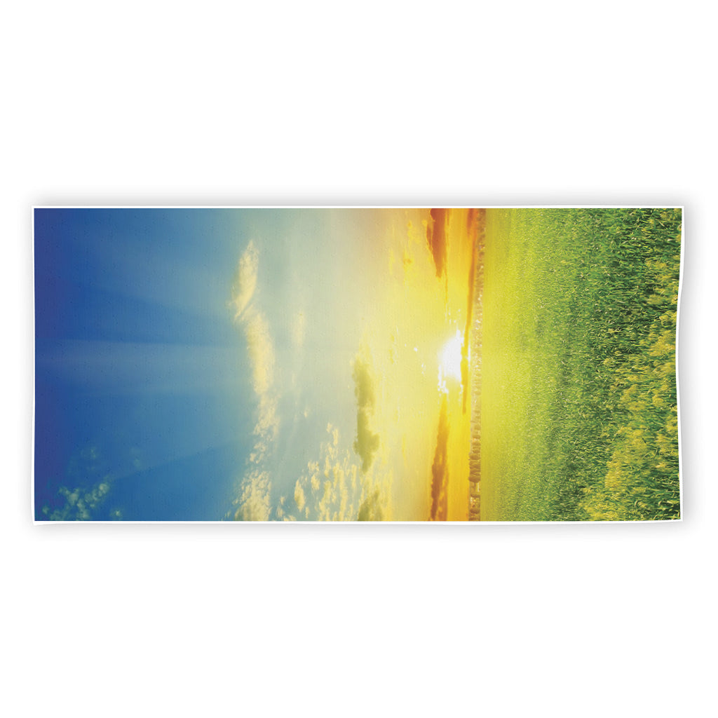 Sunrise Meadow Print Beach Towel