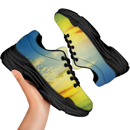 Sunrise Meadow Print Black Chunky Shoes