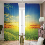 Sunrise Meadow Print Blackout Pencil Pleat Curtains