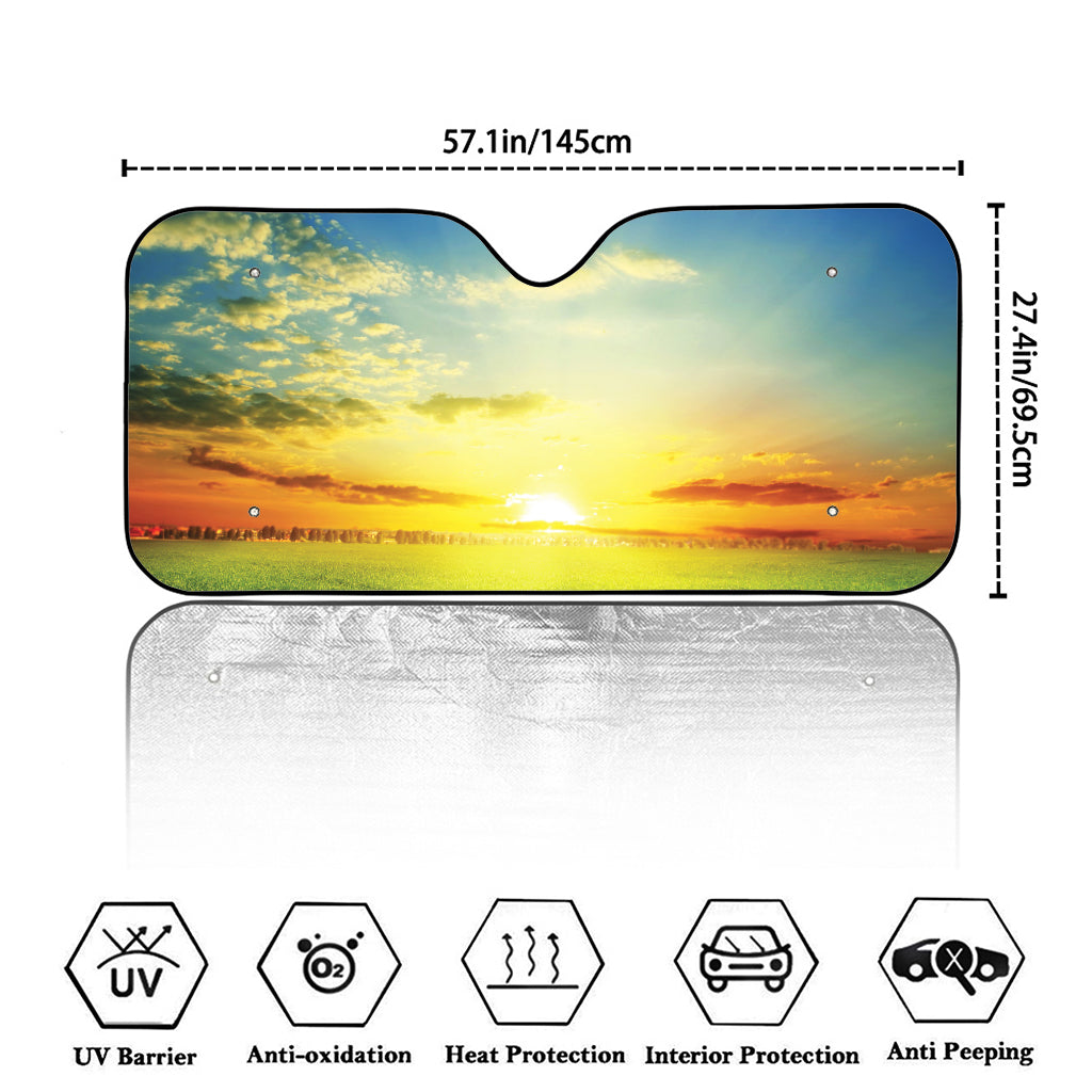 Sunrise Meadow Print Car Windshield Sun Shade