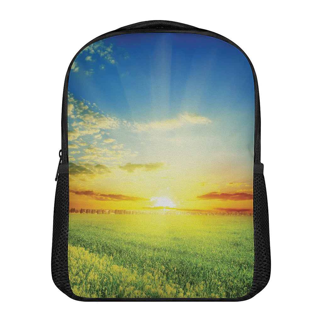 Sunrise Meadow Print Casual Backpack