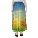Sunrise Meadow Print Chiffon Maxi Skirt