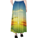 Sunrise Meadow Print Chiffon Maxi Skirt