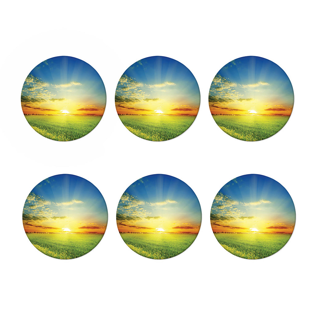 Sunrise Meadow Print Coaster Set