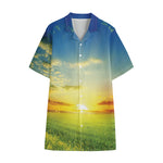 Sunrise Meadow Print Cotton Hawaiian Shirt