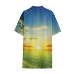Sunrise Meadow Print Cotton Hawaiian Shirt