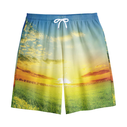Sunrise Meadow Print Cotton Shorts