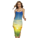 Sunrise Meadow Print Cross Back Cami Dress