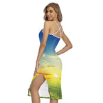 Sunrise Meadow Print Cross Back Cami Dress