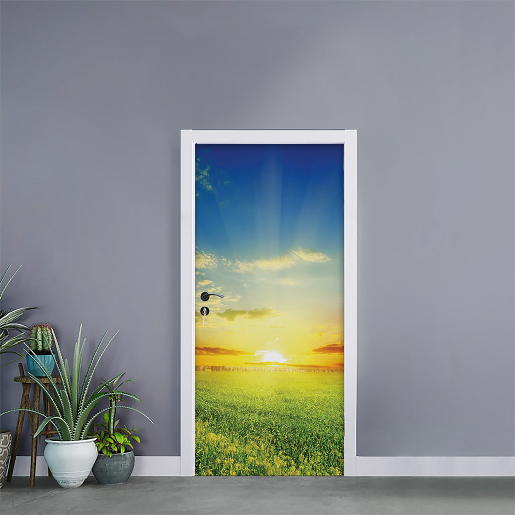 Sunrise Meadow Print Door Sticker