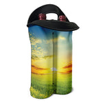 Sunrise Meadow Print Double Neoprene Wine Tote