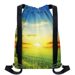 Sunrise Meadow Print Drawstring Backpack