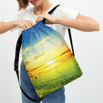 Sunrise Meadow Print Drawstring Backpack