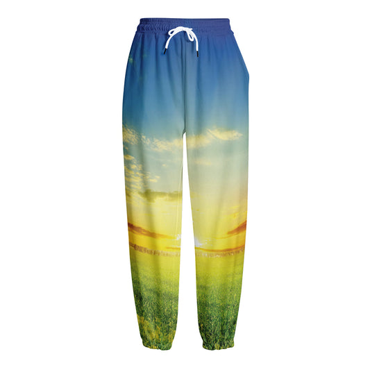 Sunrise Meadow Print Fleece Lined Knit Pants