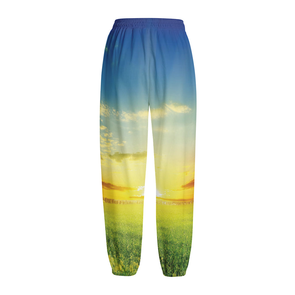 Sunrise Meadow Print Fleece Lined Knit Pants