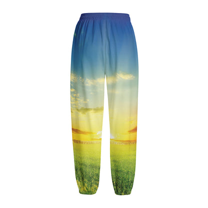 Sunrise Meadow Print Fleece Lined Knit Pants