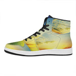 Sunrise Meadow Print High Top Leather Sneakers