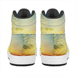 Sunrise Meadow Print High Top Leather Sneakers