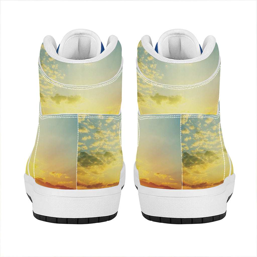 Sunrise Meadow Print High Top Leather Sneakers