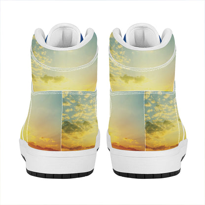 Sunrise Meadow Print High Top Leather Sneakers